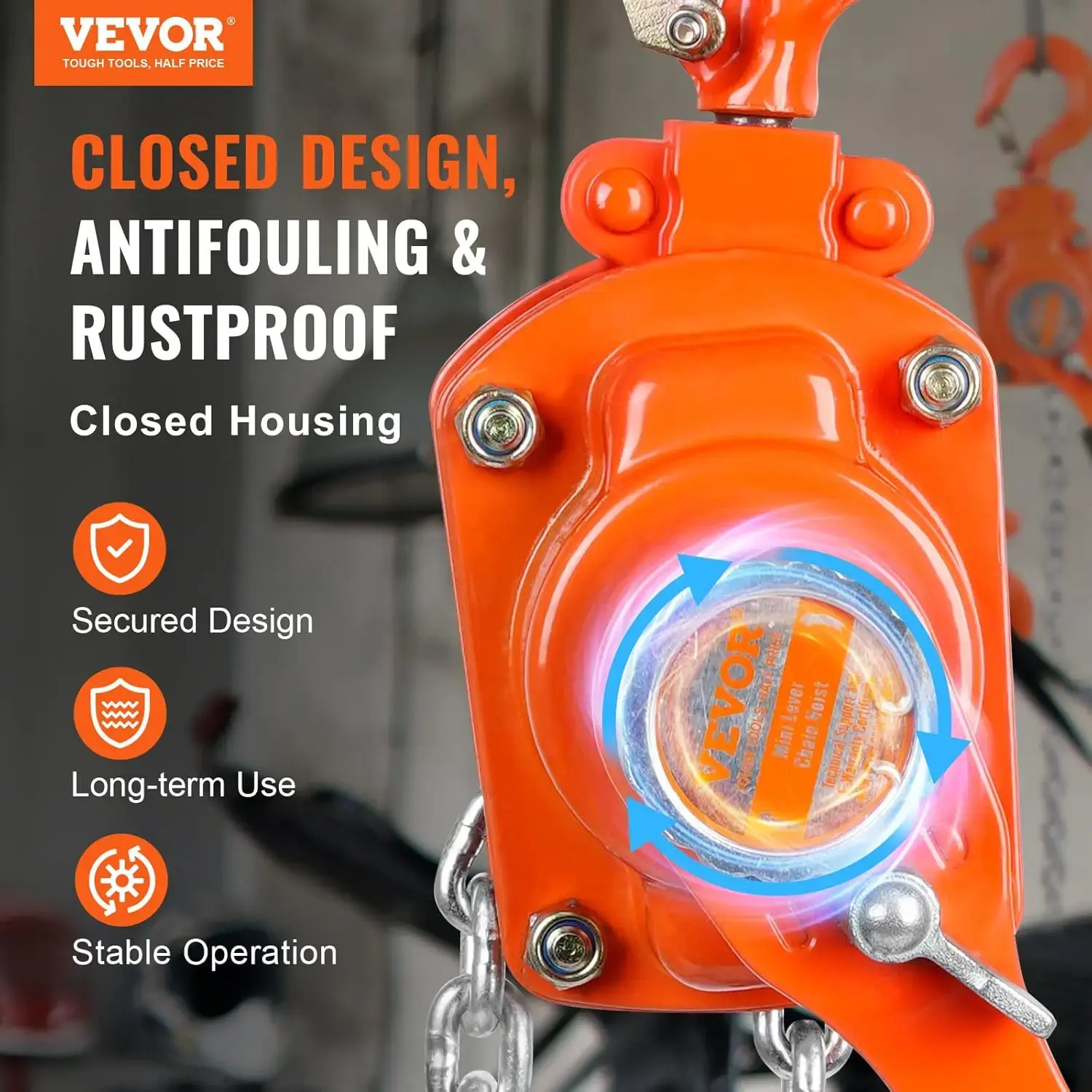 Manual Lever Chain Hoist, 1/4 Ton 550 lbs Capacity 5 FT Come Along, G80 Galvanized Carbon Steel with Weston Double-Pawl Brake