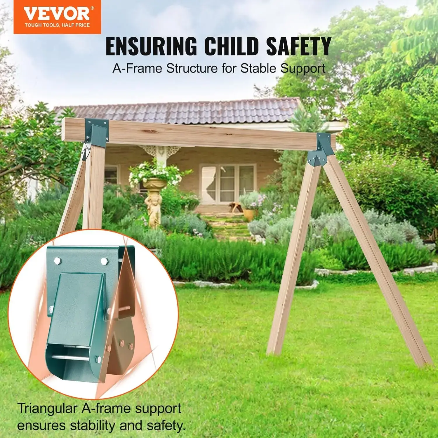 A-Frame Middle Swing Set Brackets, Heavy Duty Carbon Steel Swing Set Hardware with Mounting Hardware for 4x4 Legs & 4x6 Beam