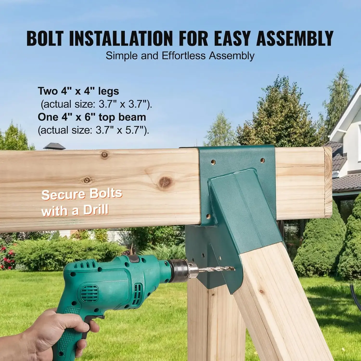 A-Frame Middle Swing Set Brackets, Heavy Duty Carbon Steel Swing Set Hardware with Mounting Hardware for 4x4 Legs & 4x6 Beam