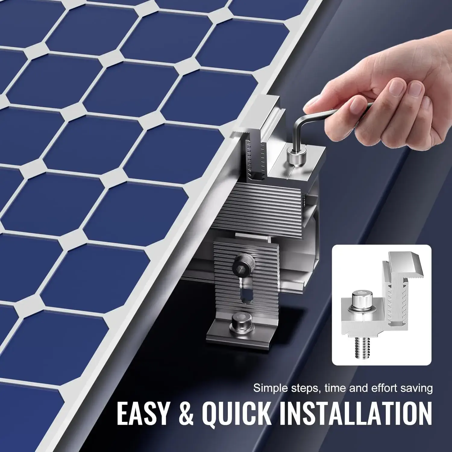 Solar Panel Z Mounting Brackets, 35-50mm Adjustable Solar Panel End Clamps