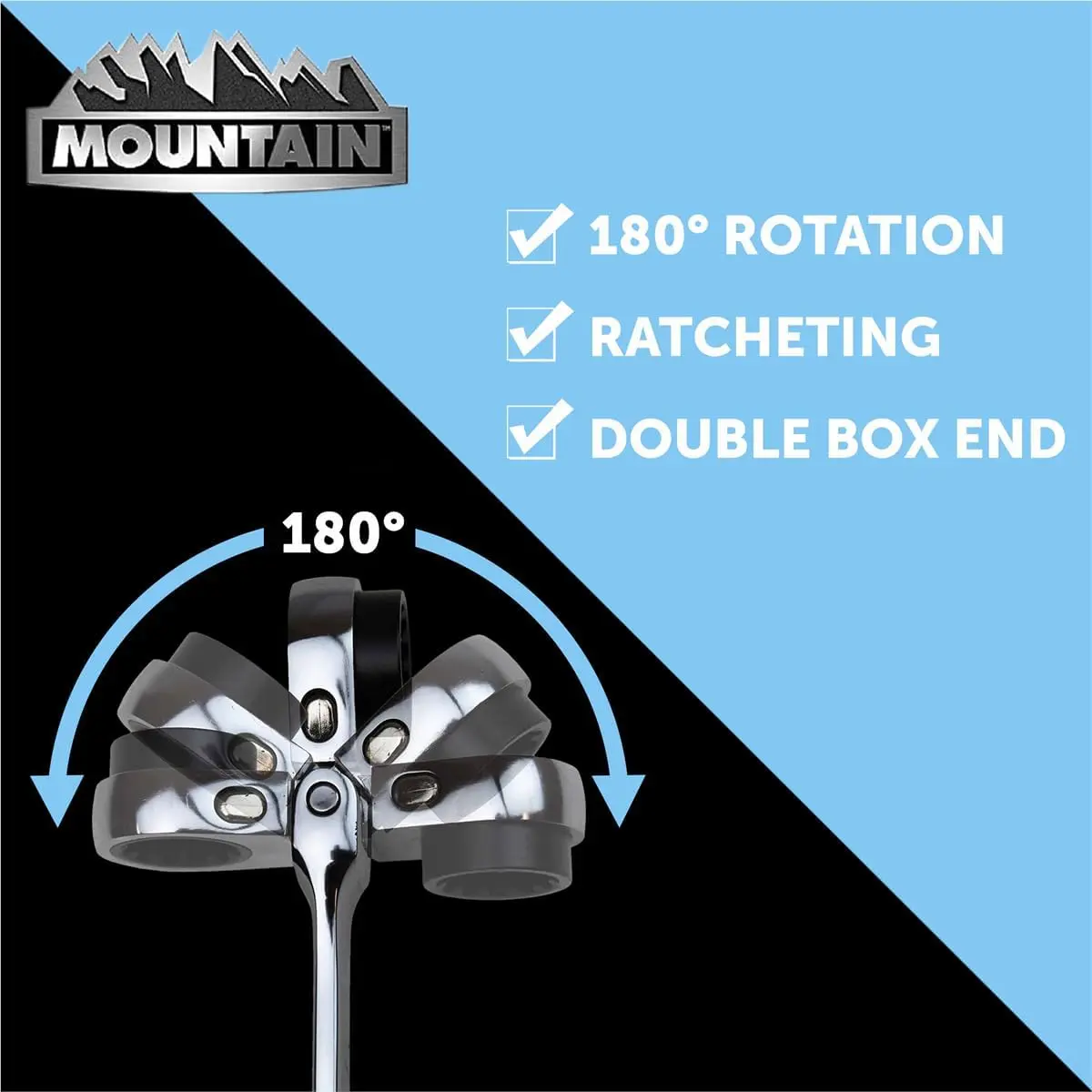 5-Piece Metric Double Box Universal Spline Reversible Ratcheting Wrench Set; 8 mm - 18mm, 90 Tooth Design, Long, Flexible;MTNRM6