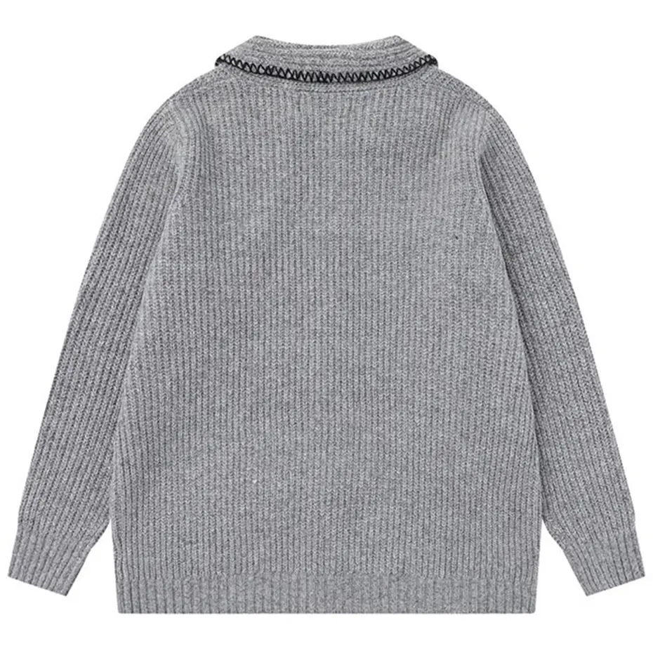 Men Sweaters Knit Cardigan Solid Loose Casual Sweaters Black Gray Streetwear Harajuku Hip Hop Oversized Sweaters