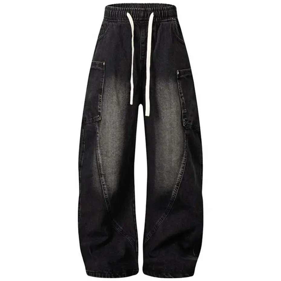 Vintage Baggy Jeans Loose Casual Wide Leg Denim Pants Men's Streetwear Harajuku Hip Hop Jeans Trousers