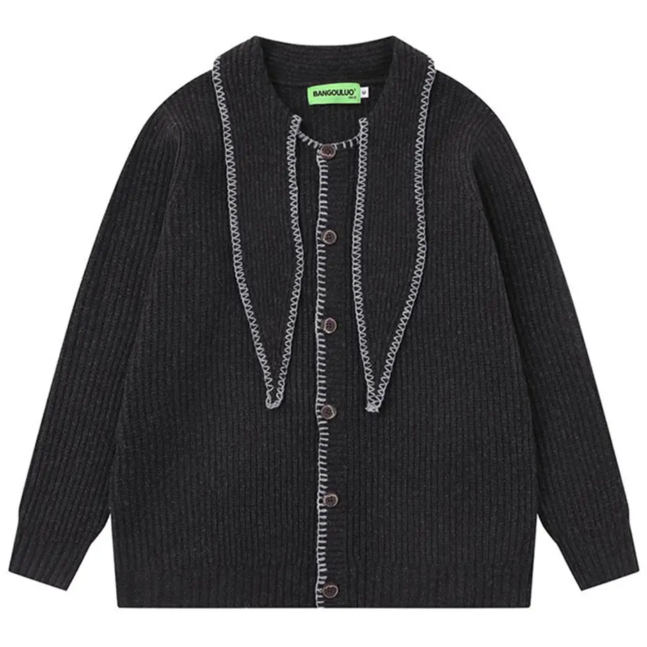 Men Sweaters Knit Cardigan Solid Loose Casual Sweaters Black Gray Streetwear Harajuku Hip Hop Oversized Sweaters