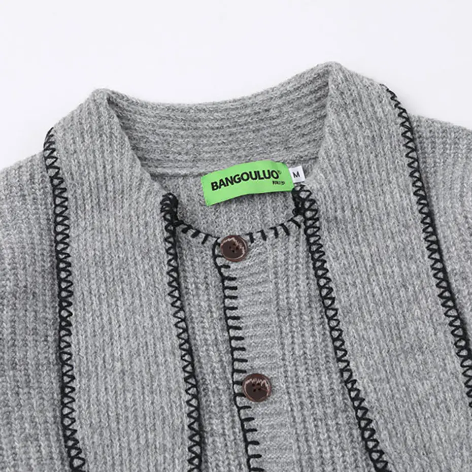 Men Sweaters Knit Cardigan Solid Loose Casual Sweaters Black Gray Streetwear Harajuku Hip Hop Oversized Sweaters