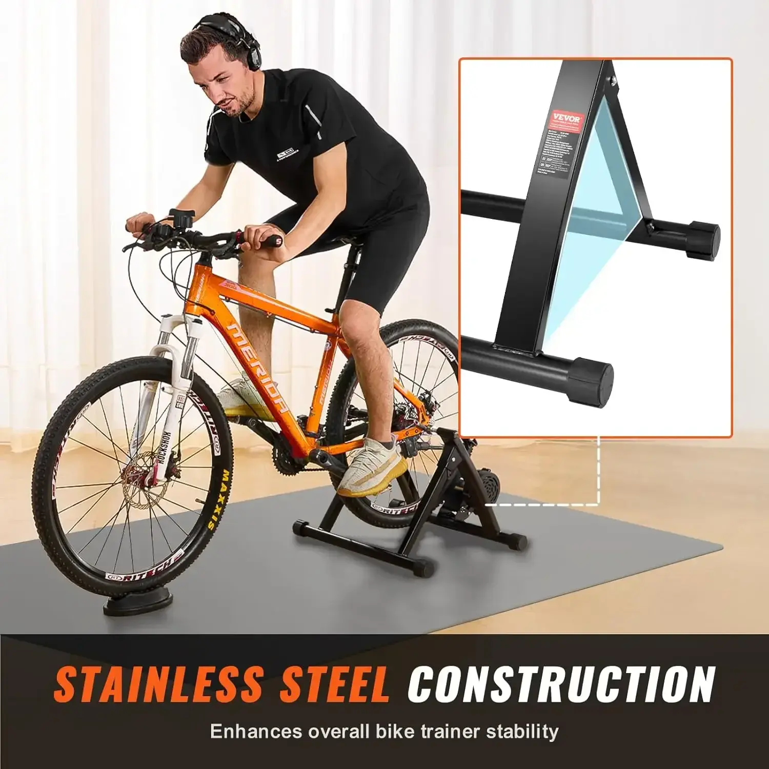 Bike Trainer Stands, Magnetic Stationary Bike Stand for 26"-29" Wheels, 6 Resistance Settings, Noise Reduction Flywheel Motor