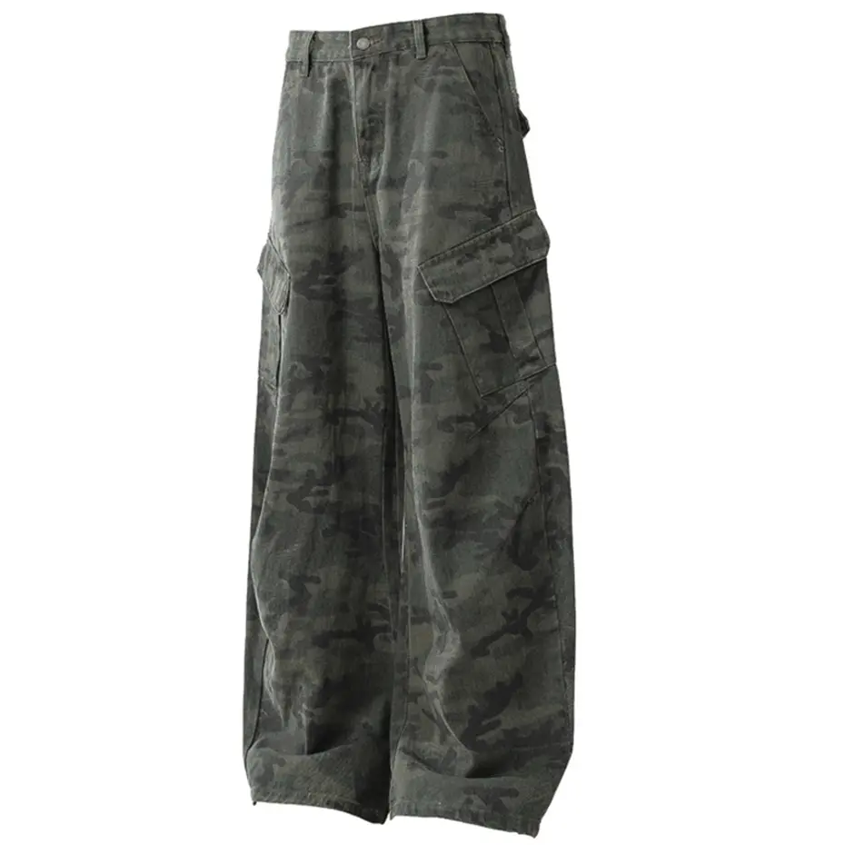 Camouflage Baggy Jeans Loose Wide Leg Denim Pants Men Streetwear Harajuku Hip Hop Oversized Jeans Trousers