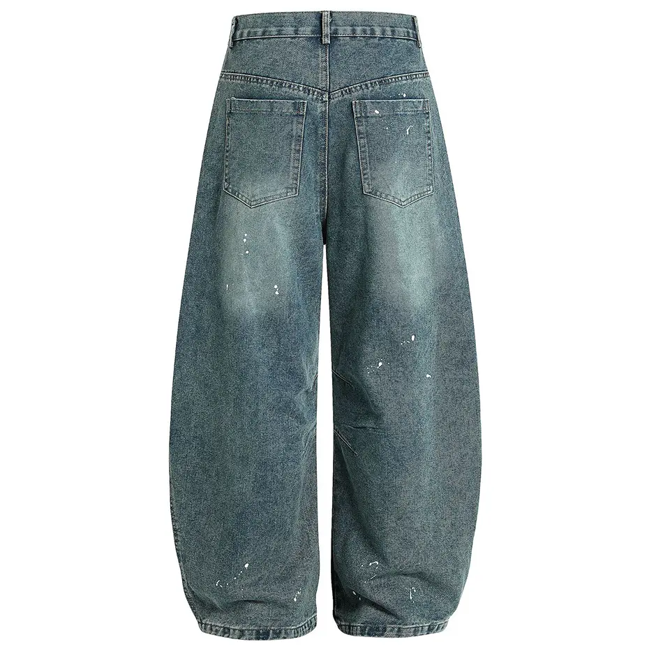 Embroidery Baggy Jeans Men Blue Loose Straight Denim Pants Streetwear Harajuku Hip Hop Jeans