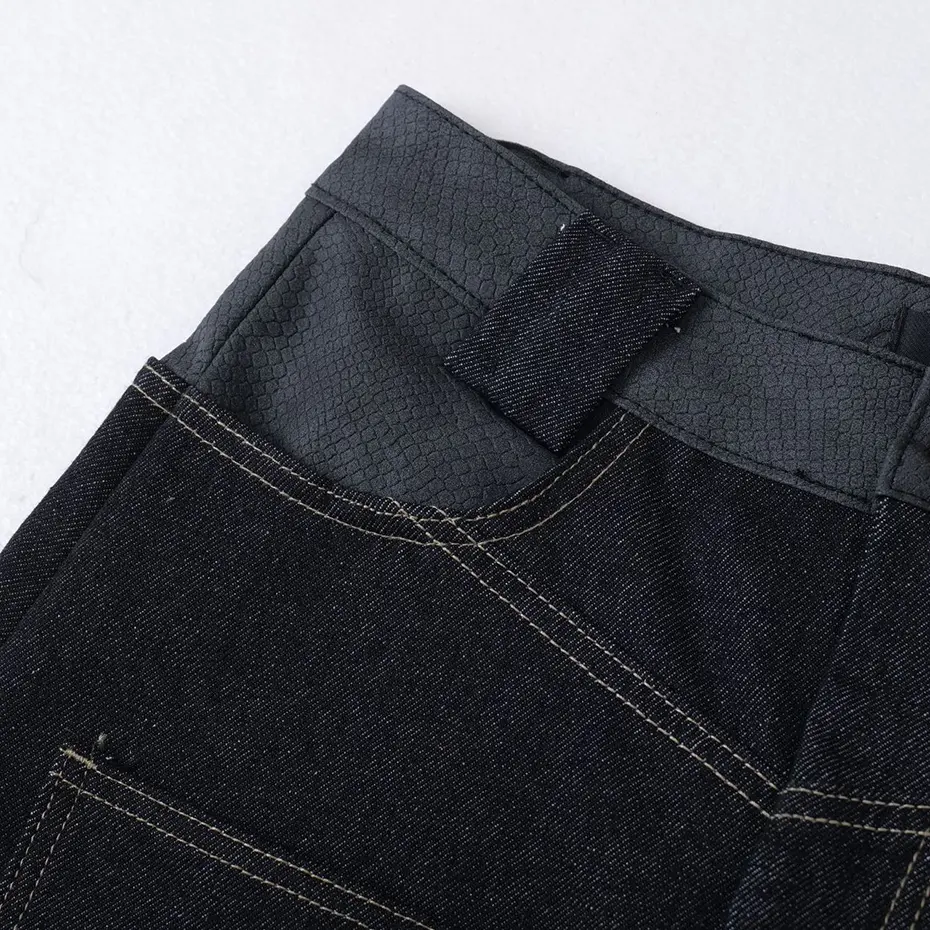 Embroidery Baggy Jeans Men Streetwear Harajuku Hip Hop Jeans Black Loose Wide Leg Denim Pants