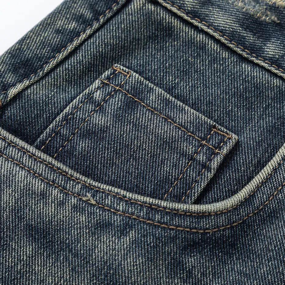 Blue Vintage Baggy Jeans Distressed Irregular Patchwork Loose Straight Denim Pants Harajuku Streetwear Hip Hop Jeans Trousers