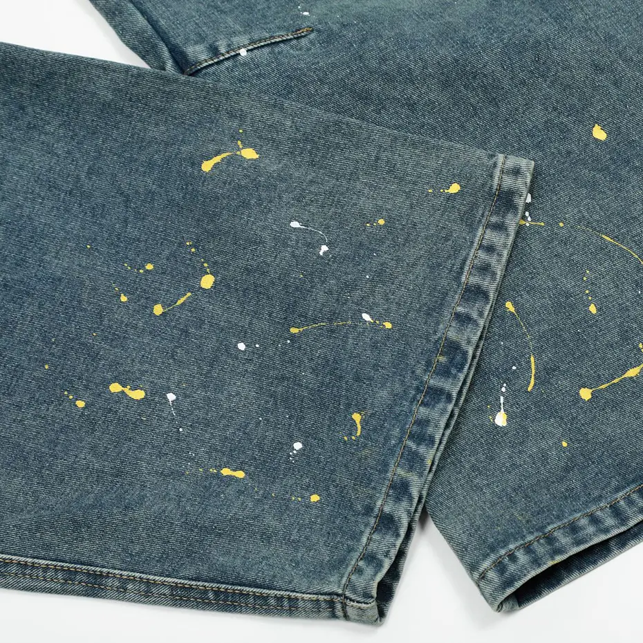 Embroidery Baggy Jeans Men Blue Loose Straight Denim Pants Streetwear Harajuku Hip Hop Jeans