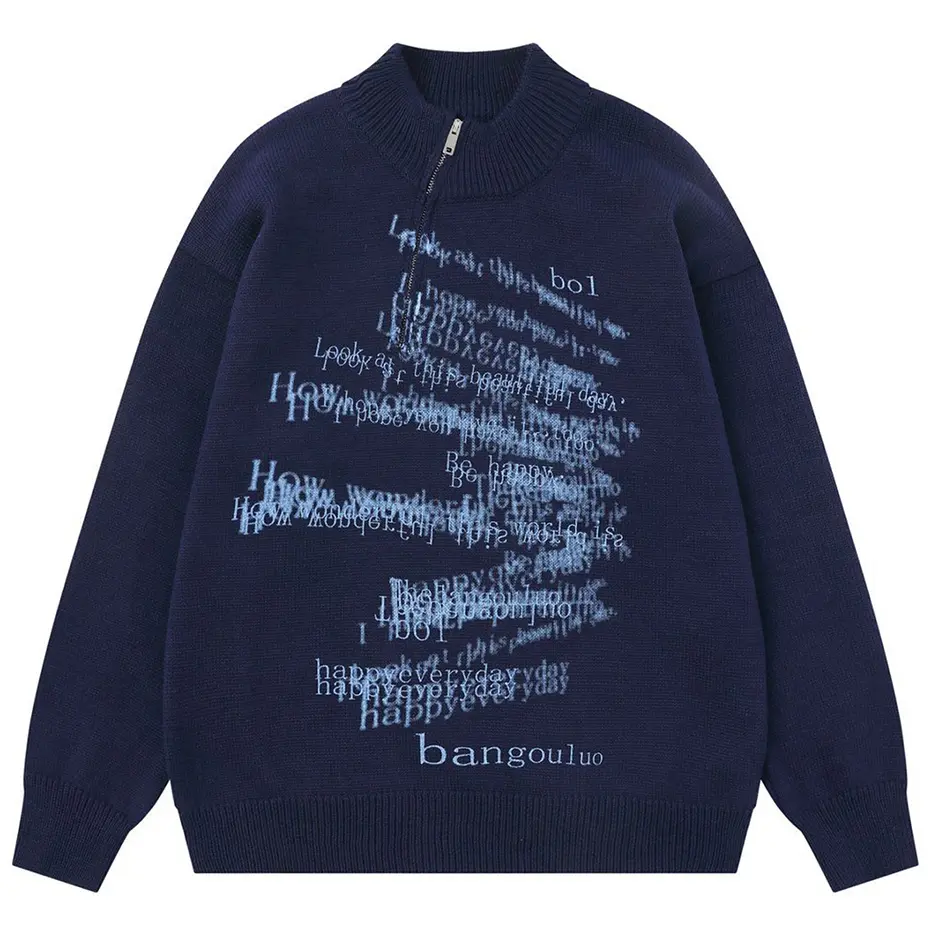 Letter Graphic Vintage Sweaters Unisex Casual Loose Knit Jumper Pullover Sweaters Streetwear Harajuku Hip Hop Oversized Sweaters