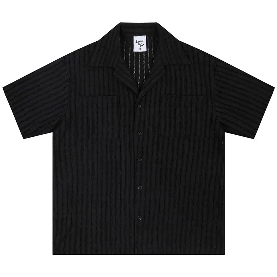 Hollow Out Shirts Summer Fashion Loose Short Sleeve Shirts Button Up Blouse Streetwear Harajuku Hip Hop Shirts