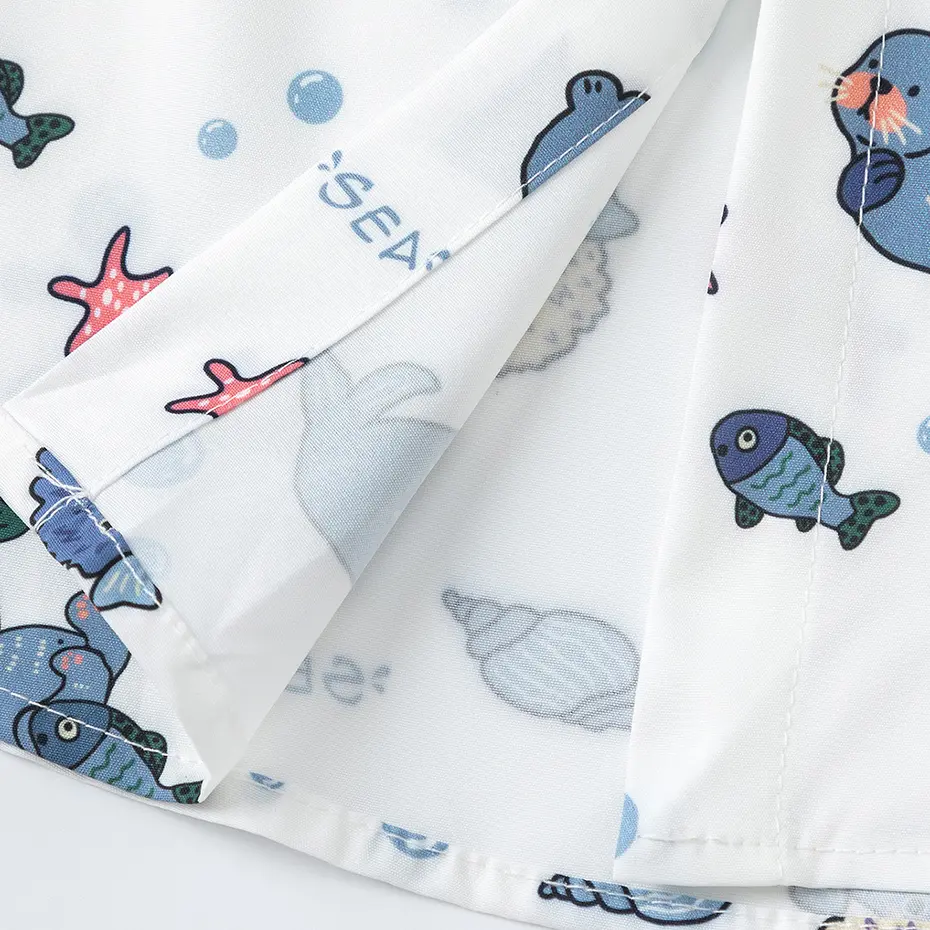 Sea World Graphic Shirts Japanese Harajuku Oversized Shirts Long Sleeve Button Up Blouse Unisex Casual Loose Shirts