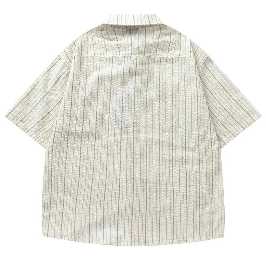 Japan Style Vintage Shirts with Necktie Summer Casual Loose Short Sleeve Button Up Blouse Varsity Shirts Oversized Y2K Shirts
