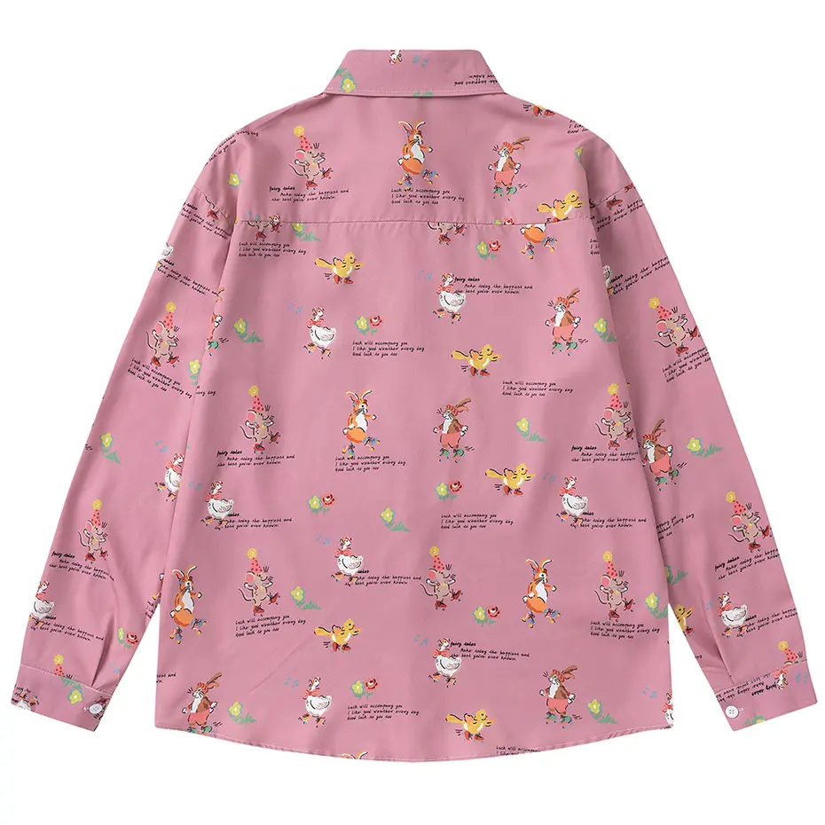 Cartoon Graphic Shirts Casual Loose Long Sleeve Shirts Button Up Blouse Japanese Harajuku Oversized Shirts