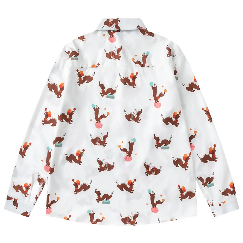 Dog Graphic Shirts Loose Casual Long Sleeve Shirts Button Up Blouse Japanese Harajuku Oversized Shirts