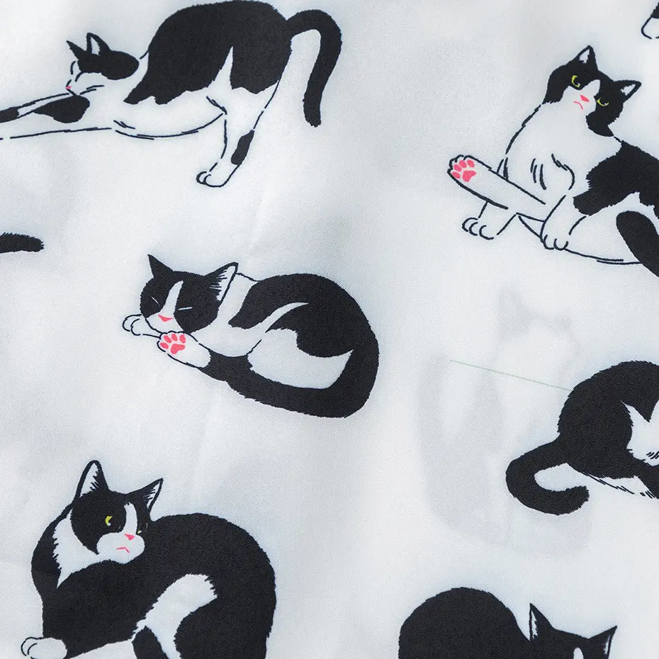 Cat Graphic Shirts Japan Harajuku Oversized Shirts Loose Casual Long Sleeve Button Up Blouse Streetwear Hip Hop Shirts