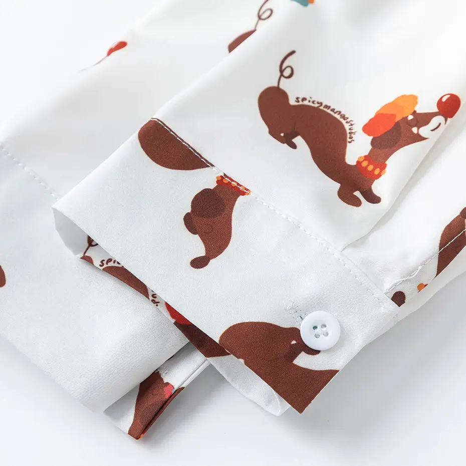 Dog Graphic Shirts Loose Casual Long Sleeve Shirts Button Up Blouse Japanese Harajuku Oversized Shirts