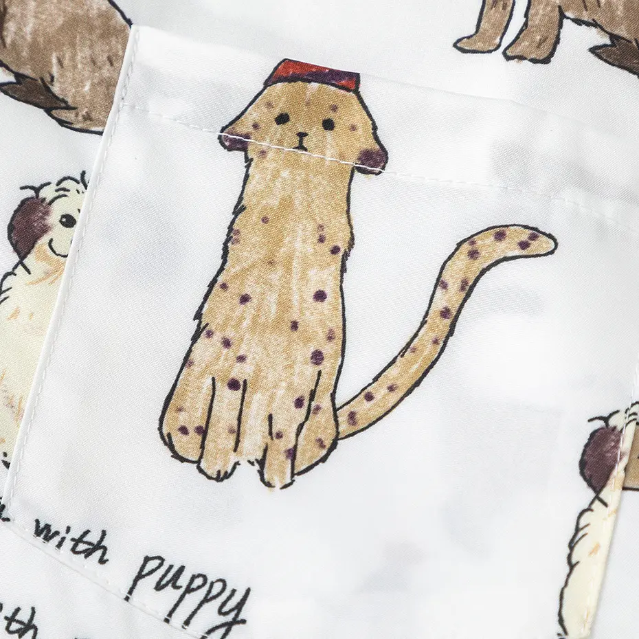 Dog Graphic Shirts Japanese Harajuku Vintage Shirts Long Sleeve Button Up Blouse Streetwear Oversized Shirts