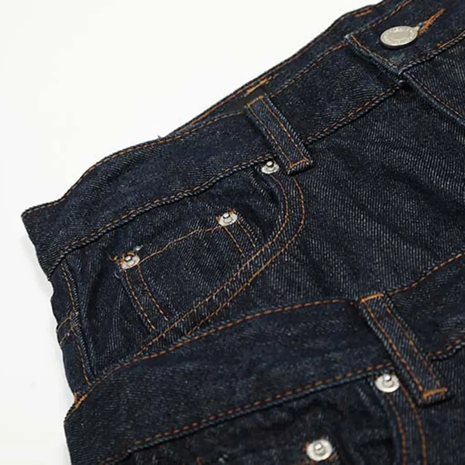 Men Baggy Jeans Fake Two Piece Blue Loose Straight Denim Pants Streetwear Harajuku Hip Hop Jeans Trousers