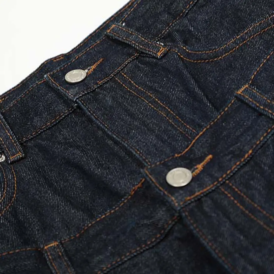 Men Baggy Jeans Fake Two Piece Blue Loose Straight Denim Pants Streetwear Harajuku Hip Hop Jeans Trousers