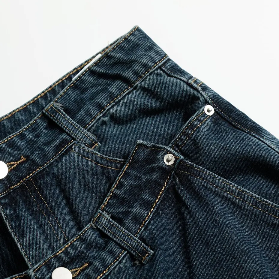 Vintage Baggy Jeans Double Waistline Loose Casual Denim Pants Streetwear Harajuku Hip Hop Jeans