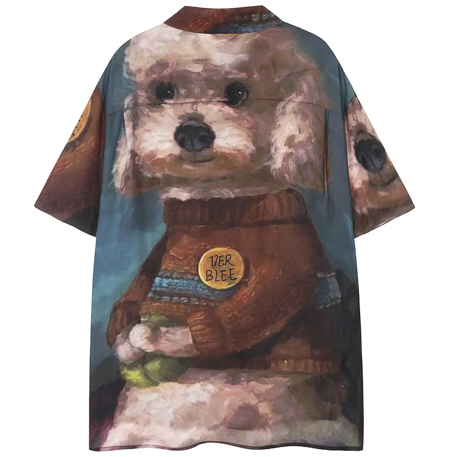 Funny Dog Graphic Shirts Summer Casual Loose Short Sleeve Shirts Men Button Up Blouse