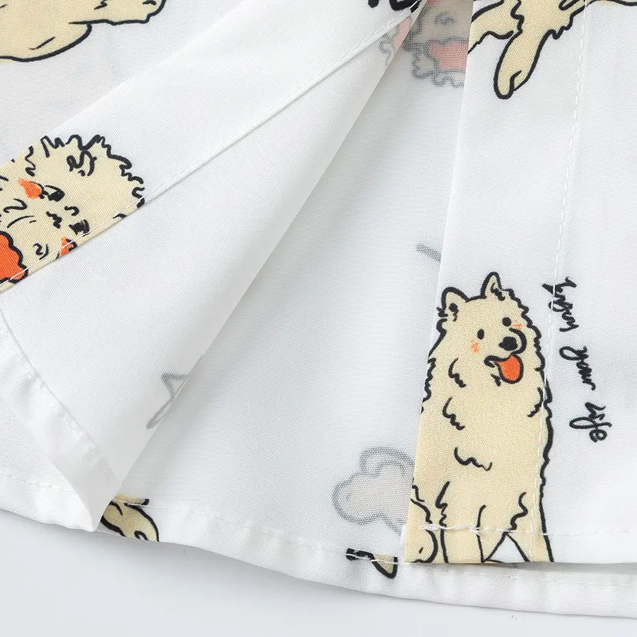 Dog Graphic Shirts Japan Style Vintage Long Sleeve Shirts Casual Loose Button Up Blouse Harajuku Hip Hop Oversized Shirts