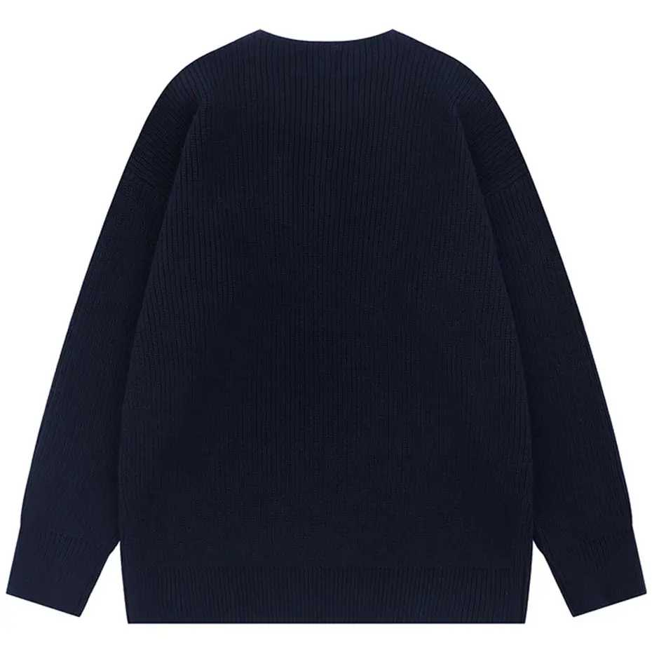 Harajuku Oversized Sweaters Men Casual Loose Solid Knitted Pullover Jumper Streetwear Hip Hop Sweaters Beige Knitwear
