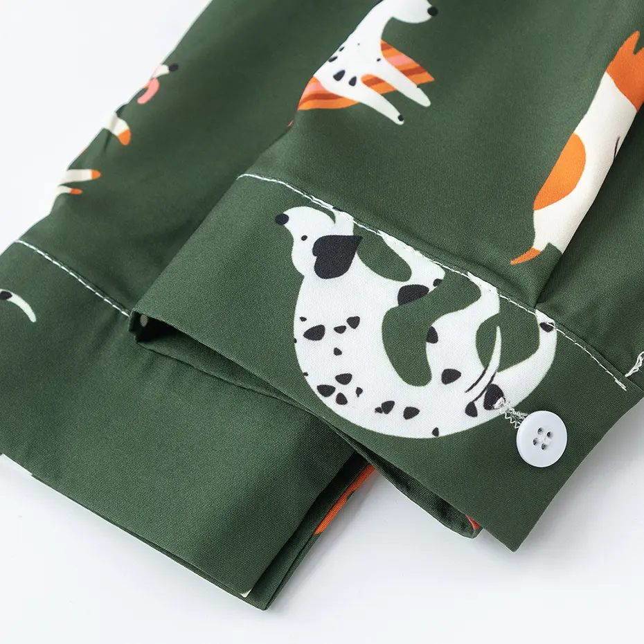 Dog Graphic Shirts Casual Loose Long Sleeve Shirts Button Up Blouse Streetwear Harajuku Hip Hop Oversized Shirts
