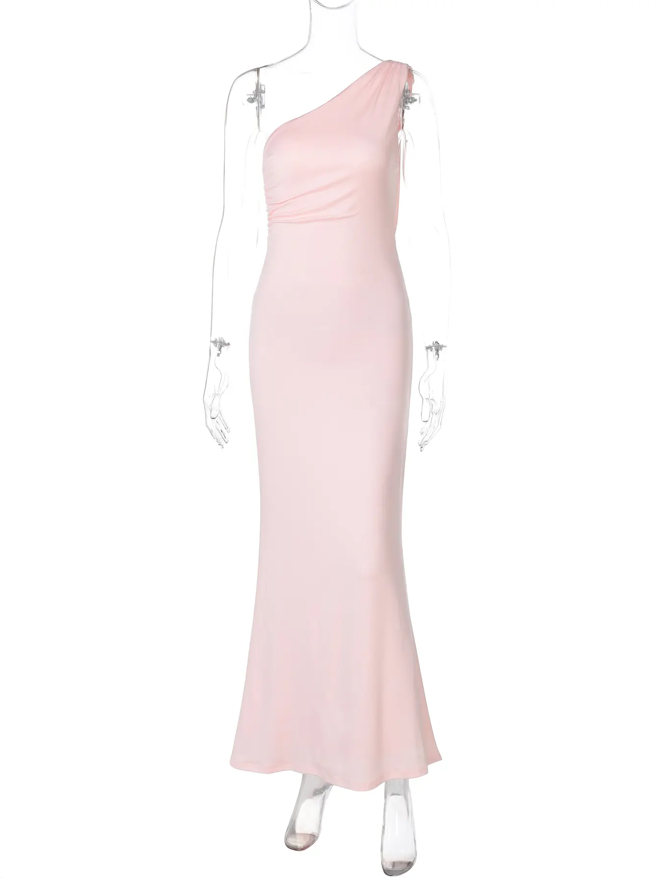 Hugcitar Elegant Skew Collar Sleeveless Sexy Bodycon Solid Maxi Dress For Summer Women Fashion Clothes Birthday Party Vacation