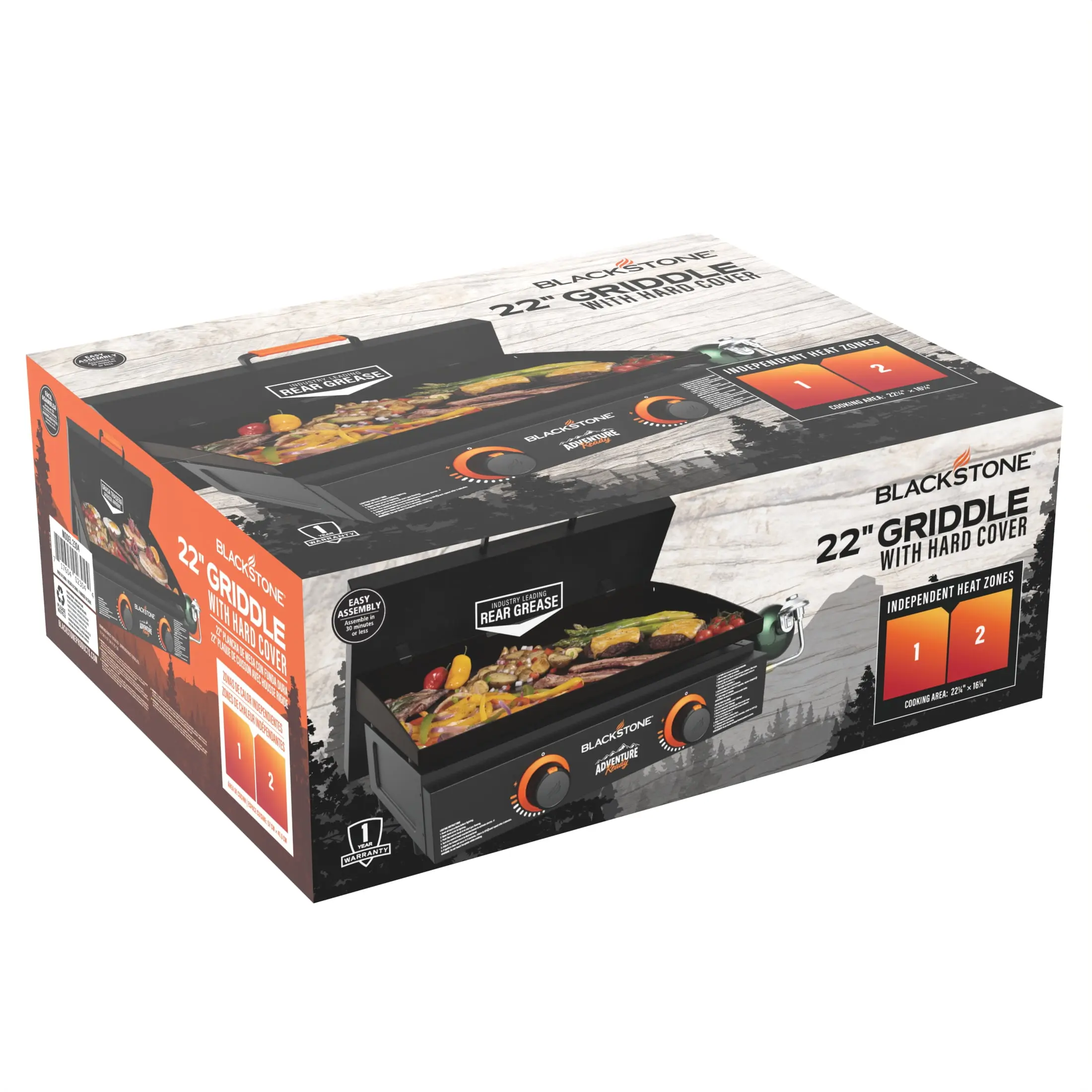 Adventure Ready 2-Burner 22" Propane Griddle with Hard Cover in Black
