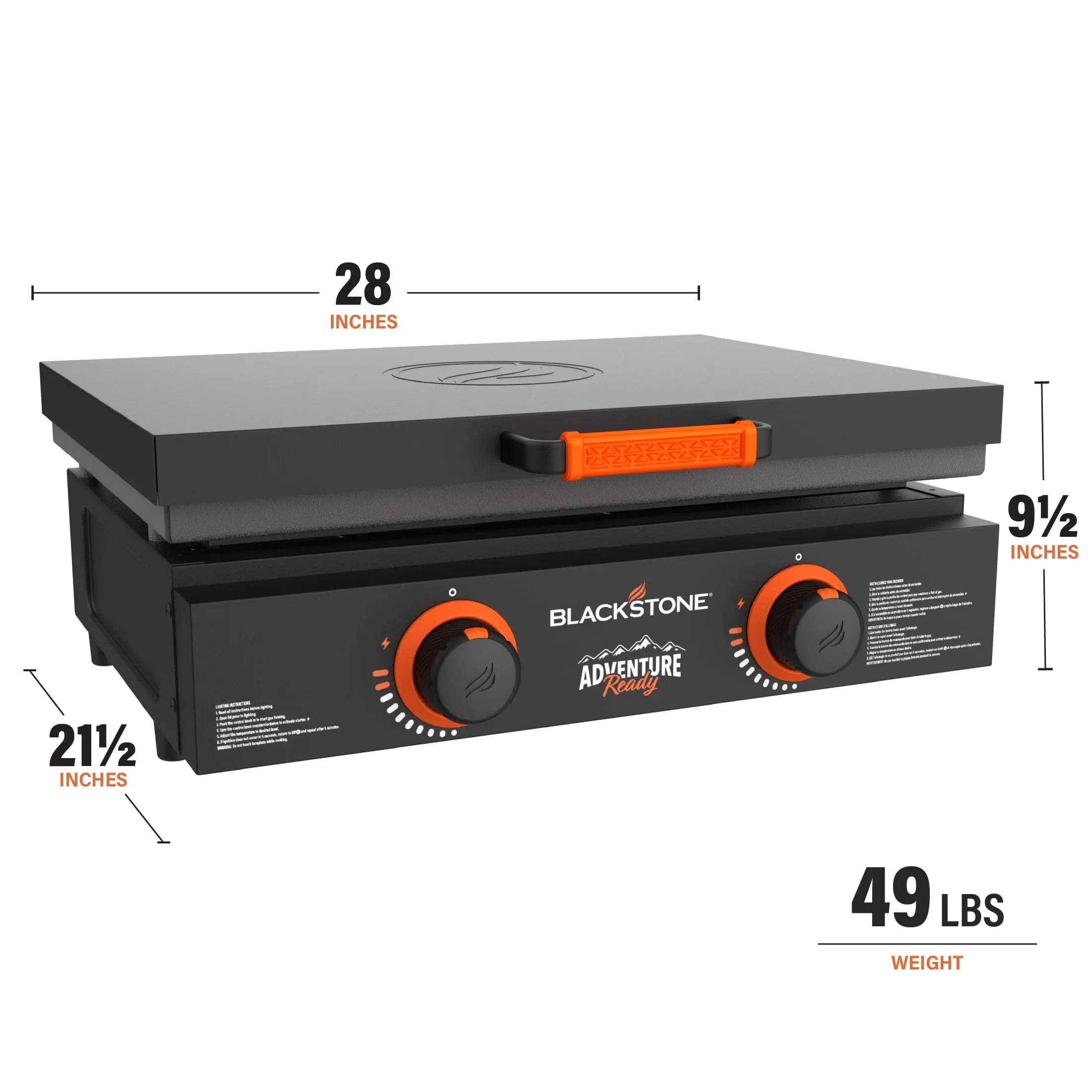 Adventure Ready 2-Burner 22" Propane Griddle with Hard Cover in Black