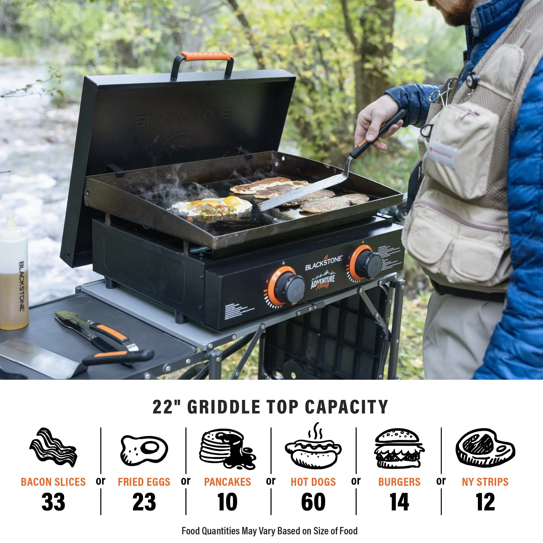 Adventure Ready 2-Burner 22" Propane Griddle with Hard Cover in Black