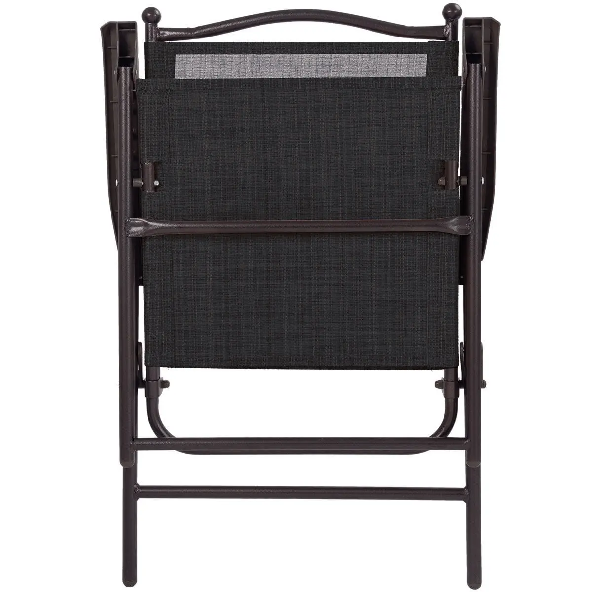 Set of 2 Patio Folding Sling Back Chairs Camping Deck Garden Beach Black