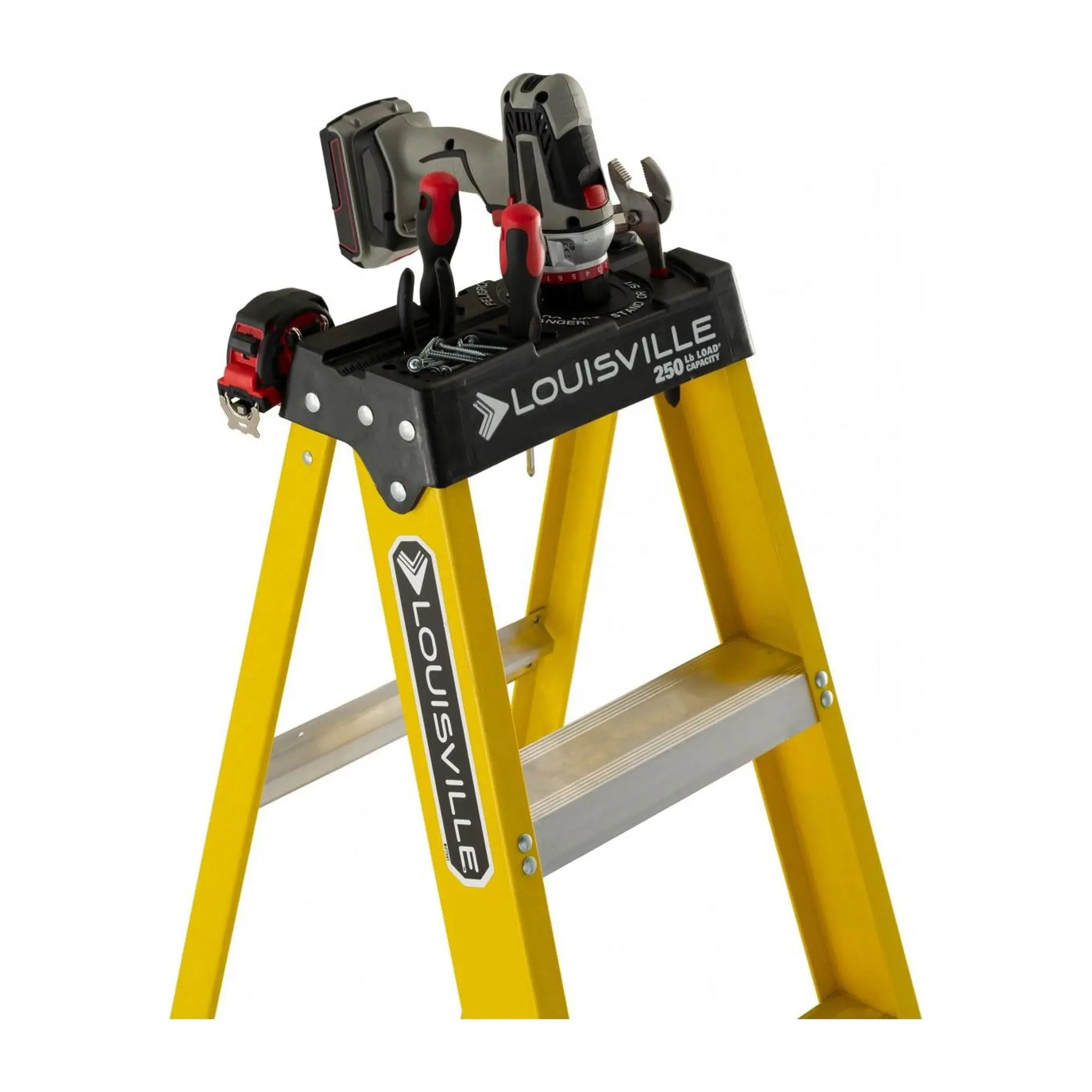 8' Fiberglass Step Ladder, 12' Reach, 250 lbs Load Capacity, W-3118-08