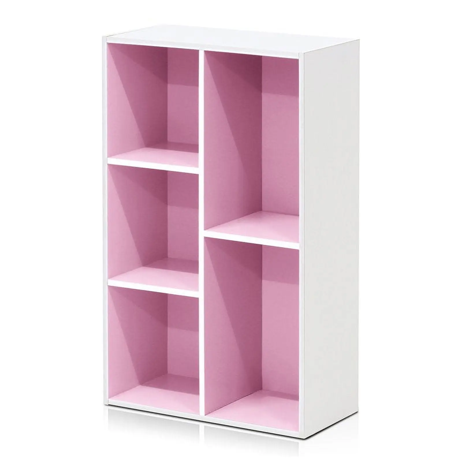 11069WH-PI 5-Cube Reversible Open Shelf, White & Pink