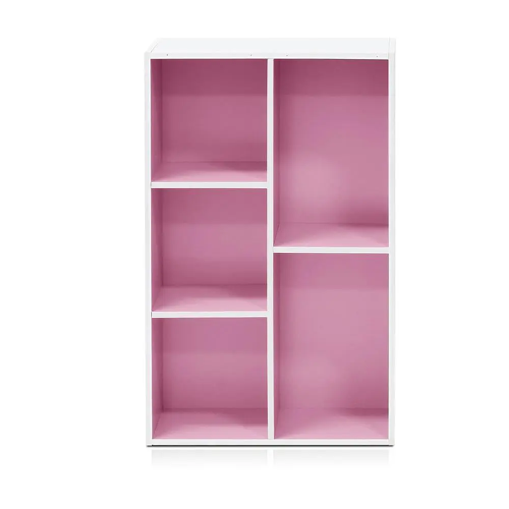 11069WH-PI 5-Cube Reversible Open Shelf, White & Pink