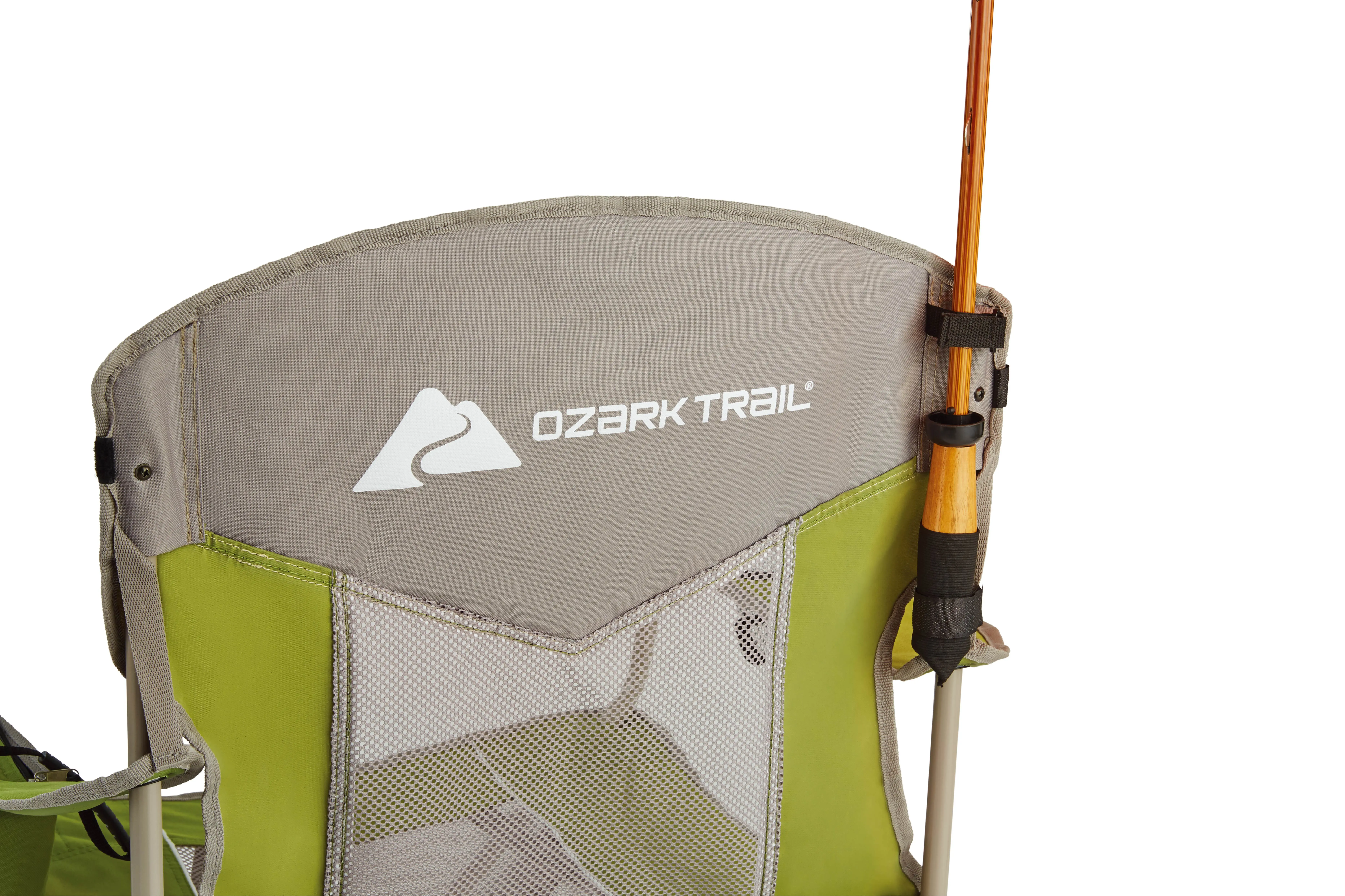 Adult Oversized Mesh Camp Chair with Cooler, Green & Gray