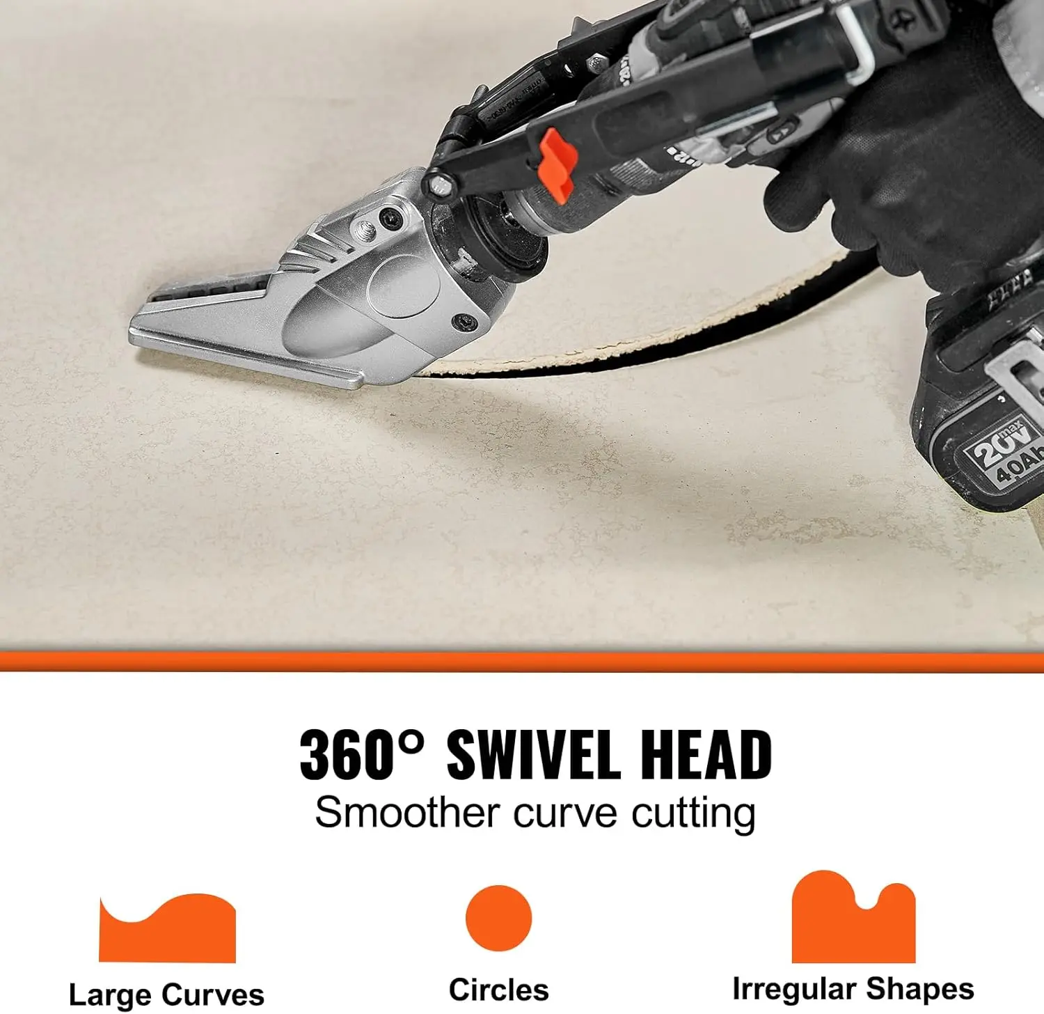 Board Cutter Drill Attachment, Board Shears Attachment with 360 Degree Pivoting Head, Cutting Max. 0.47" Plasterboard