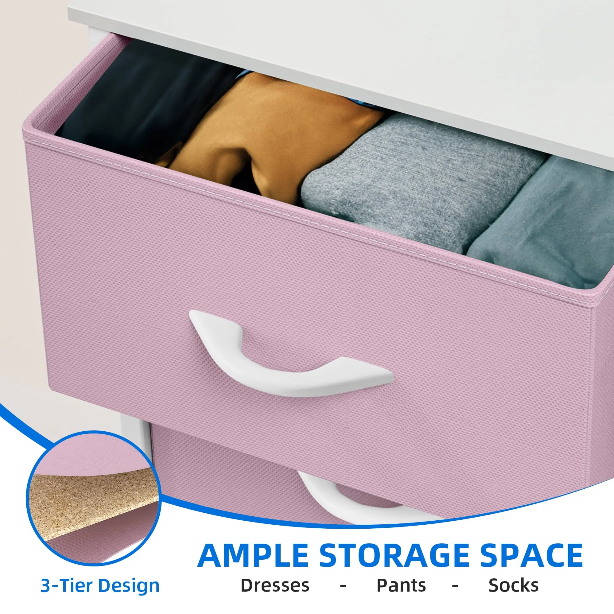 8-Drawer Fabric Dresser, Storage Chest for Bedroom & Living Room, Pink, for Kids & Adults