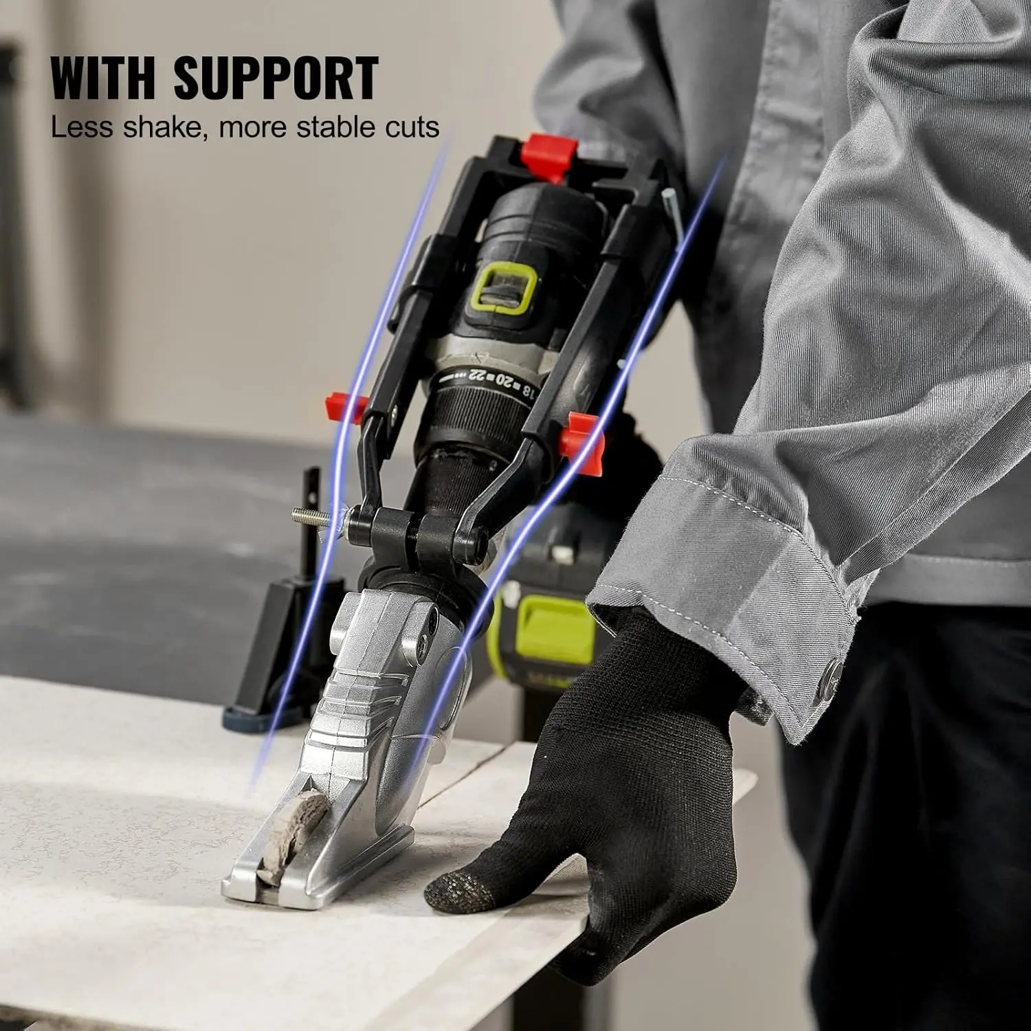 Board Cutter Drill Attachment, Board Shears Attachment with 360 Degree Pivoting Head, Cutting Max. 0.47" Plasterboard