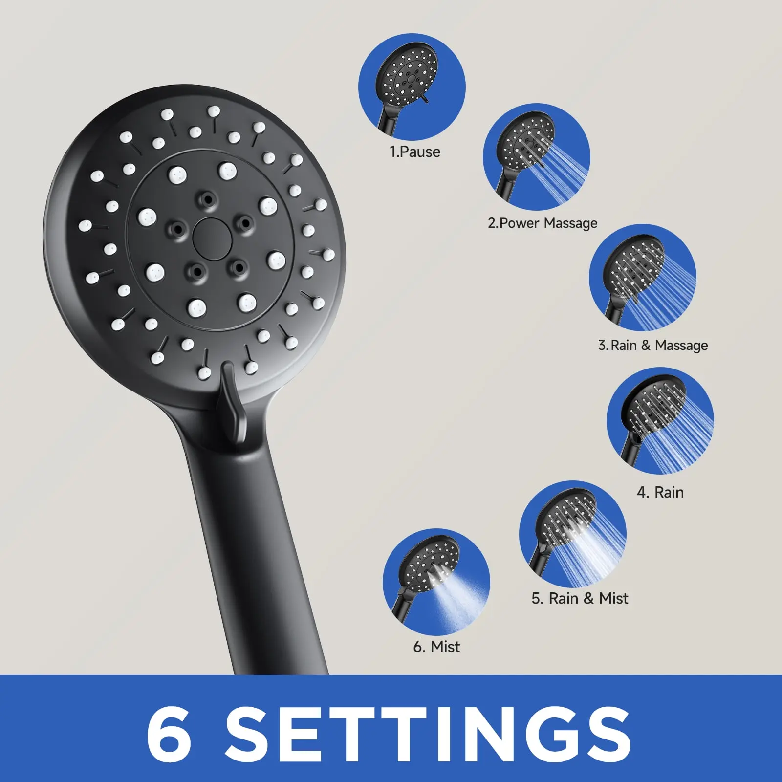 12 Inch Coverage High Pressure Rain Shower Head Combo with Adjustable Extension Arm- Wide Rainfall & 5 Modes Handheld Showerhead