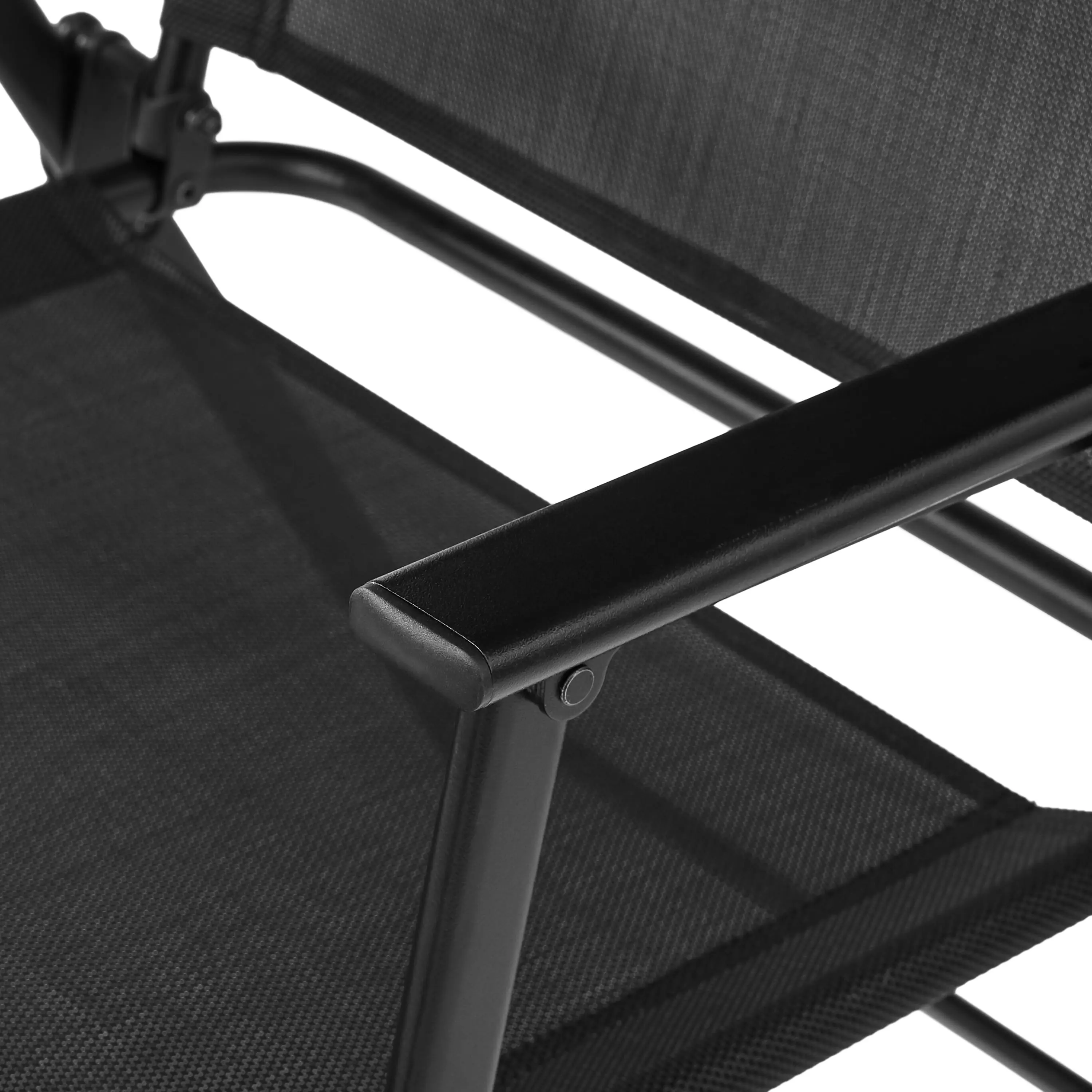 Greyson Steel and Sling Folding Outdoor Patio Armchair - Set of 2, Black
