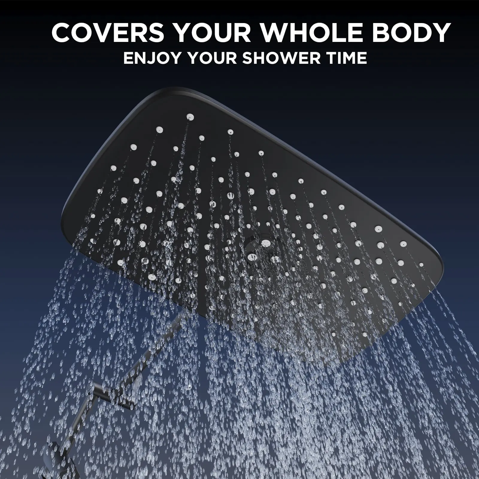 12 Inch Coverage High Pressure Rain Shower Head Combo with Adjustable Extension Arm- Wide Rainfall & 5 Modes Handheld Showerhead