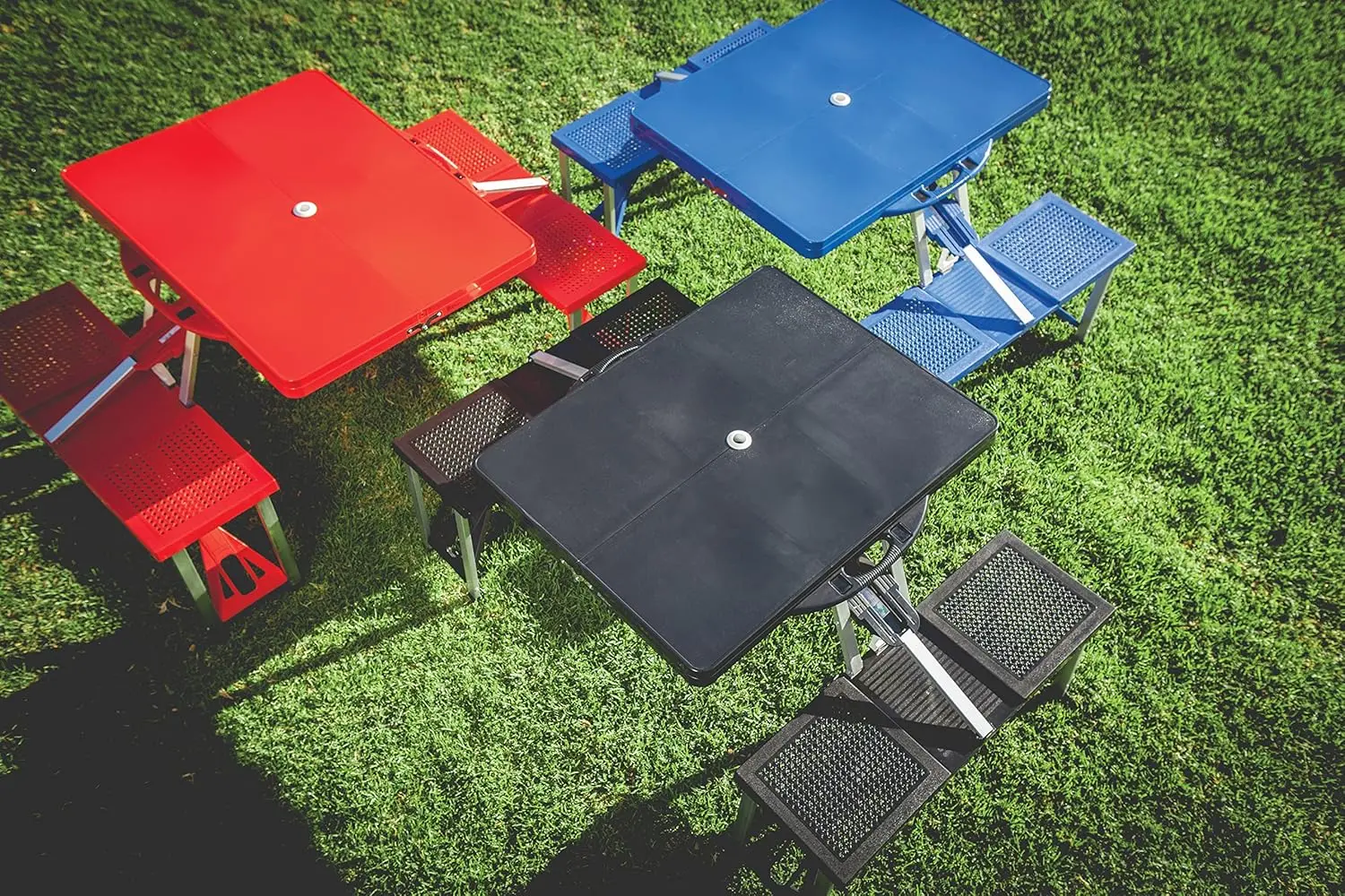 Folding Picnic Table, Camping Table, Outdoor Table with Umbrella Hole