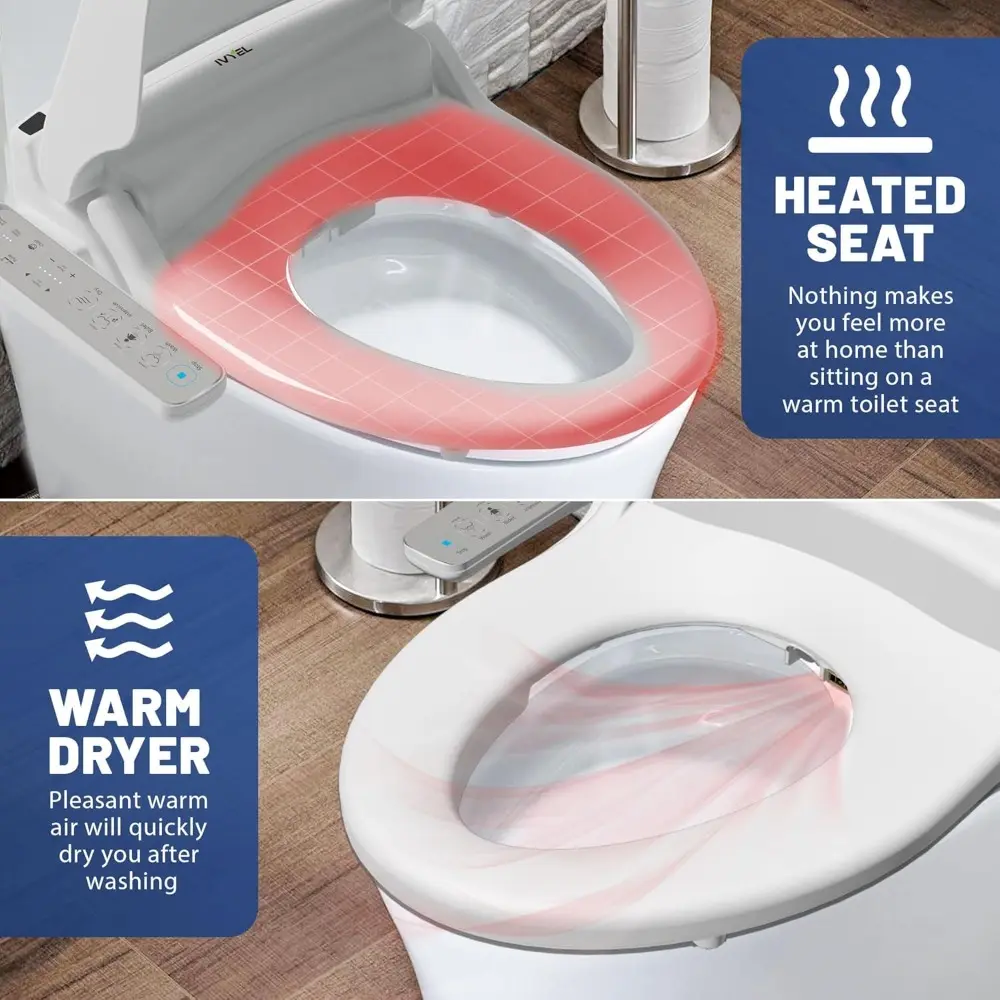 J-2 Smart Electric Bidet for Toilet Seat, Fits Elongated toilet,Warm water,Heated bidet toilet seat,Heated Dryer,Child Function,
