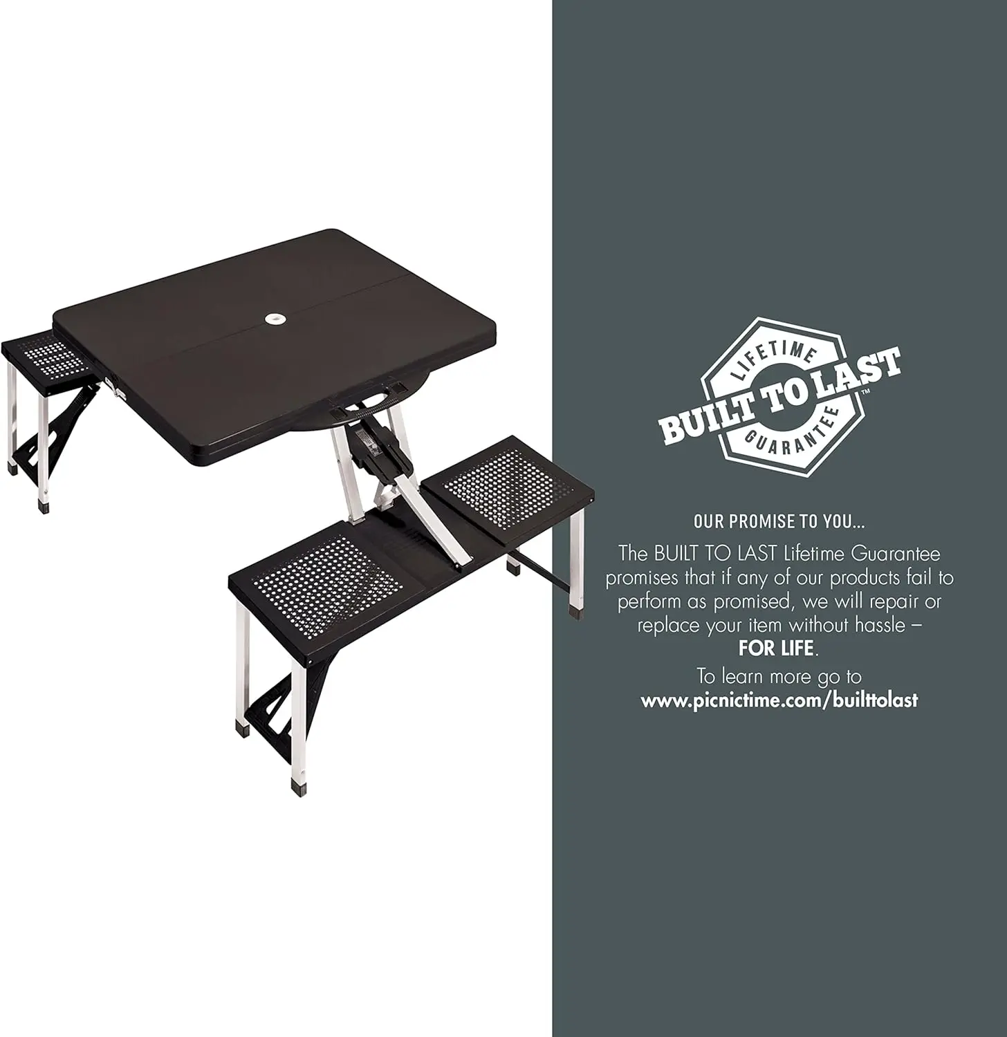 Folding Picnic Table, Camping Table, Outdoor Table with Umbrella Hole