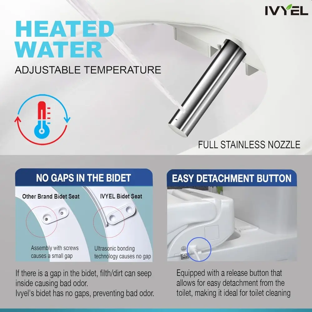J-2 Smart Electric Bidet for Toilet Seat, Fits Elongated toilet,Warm water,Heated bidet toilet seat,Heated Dryer,Child Function,